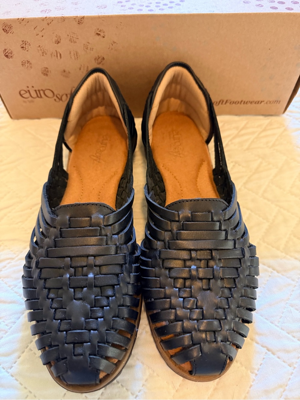 Eurosoft Women’s Black Woven Leather Moccasins